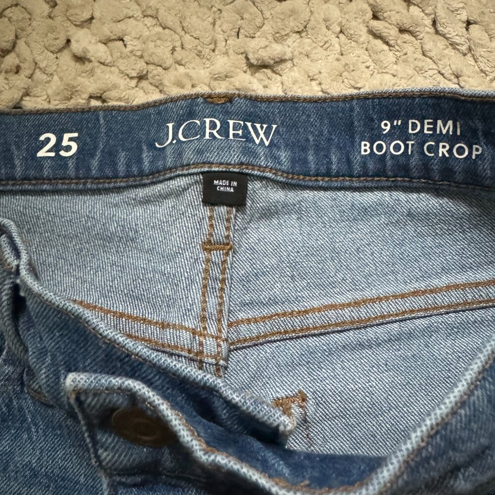 EUC J. Crew 9” Demi Boot Crop Jean Medium Blue Sz 25 - Picture 2 of 5